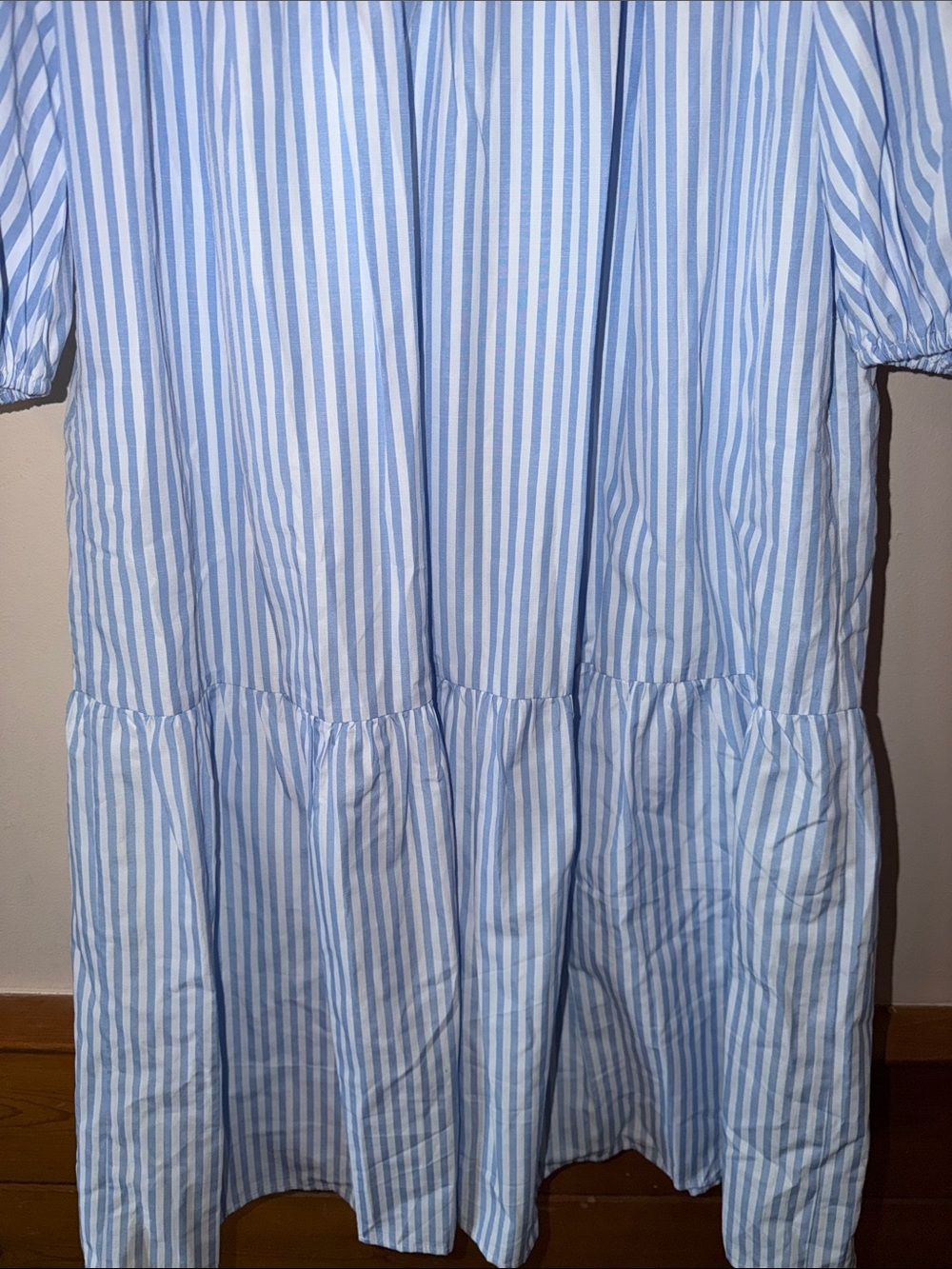 Pomander Place NWT Blue & White Striped Tiered Midi Dress 3/4 Sleeve Size M - Picture 4 of 7